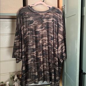 Mesh Camouflage Oversized Top